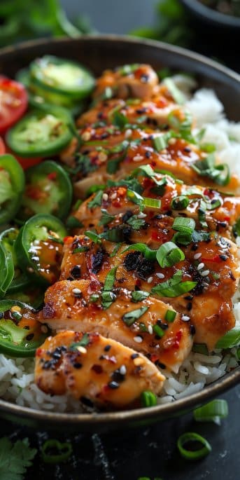 Easy Chicken & Rice Bowls with Creamy Garlic Sauce Recipe