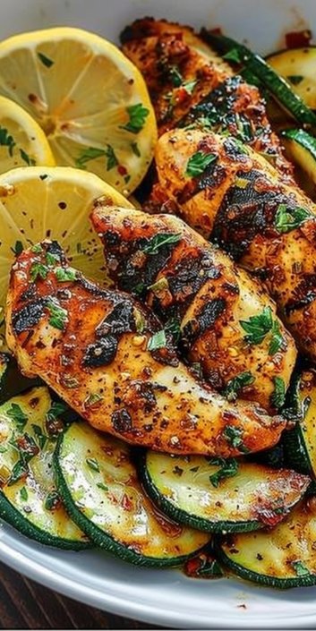 Easy Asado Chicken with Lemon Zucchini Sauté