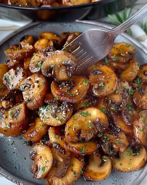 Delicious air fryer mushrooms cooked to perfection in a healthy way