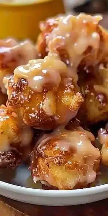 Delicious homemade Apple Fritter Bites on a plate