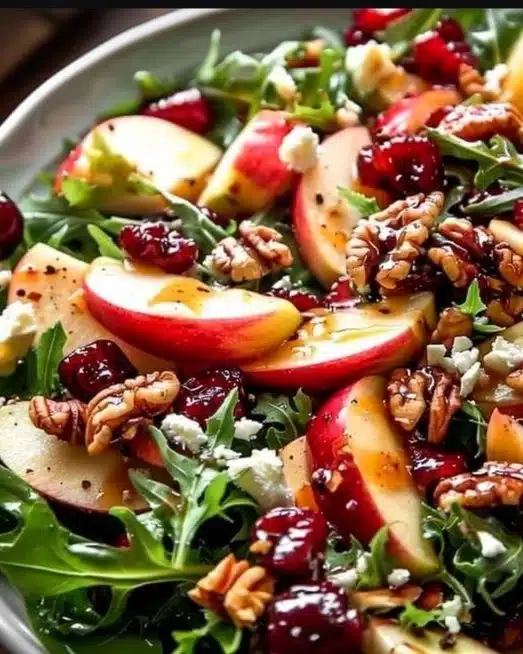 Autumn Harvest Apple Salad with fresh apples and seasonal toppings.
