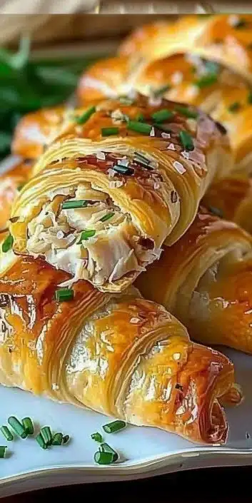 Baked chicken stuffed crescent rolls on a plate
