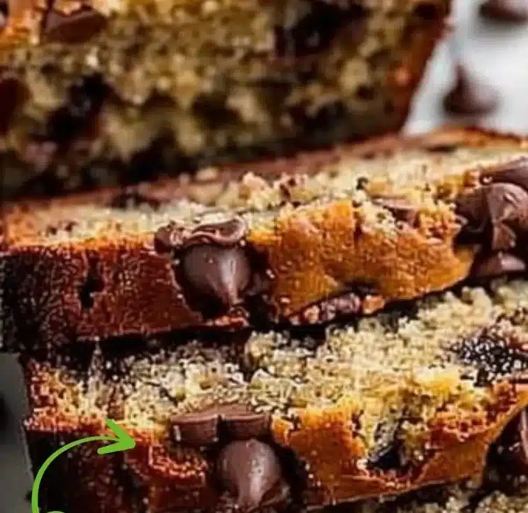 Deliciously moist homemade banana bread on a wooden table