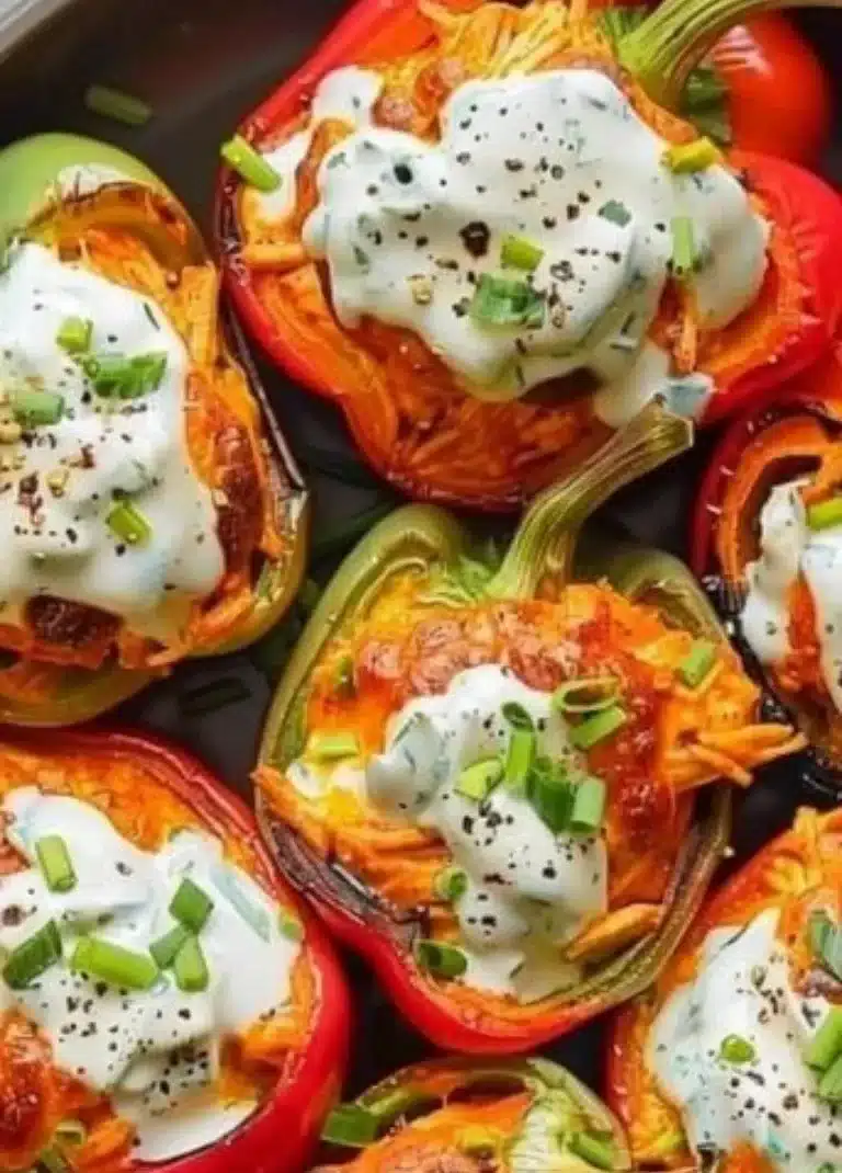 Buffalo Chicken Stuffed Peppers, Whole30 Paleo Gluten-Free Low Carb dish