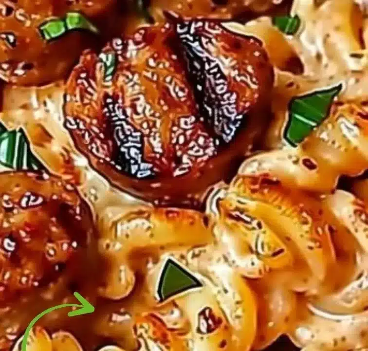 Creamy Cajun smoked sausage Alfredo pasta served in a bowl