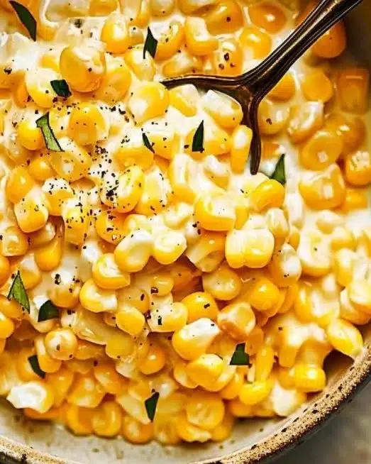 Delicious bowl of homemade creamed corn served as a side dish.