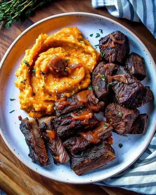 Delicious crockpot beef short ribs served with sides