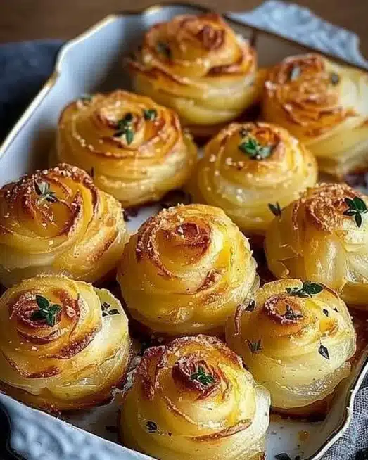 Elegant Duchess Potatoes served on a plate, garnished for presentation