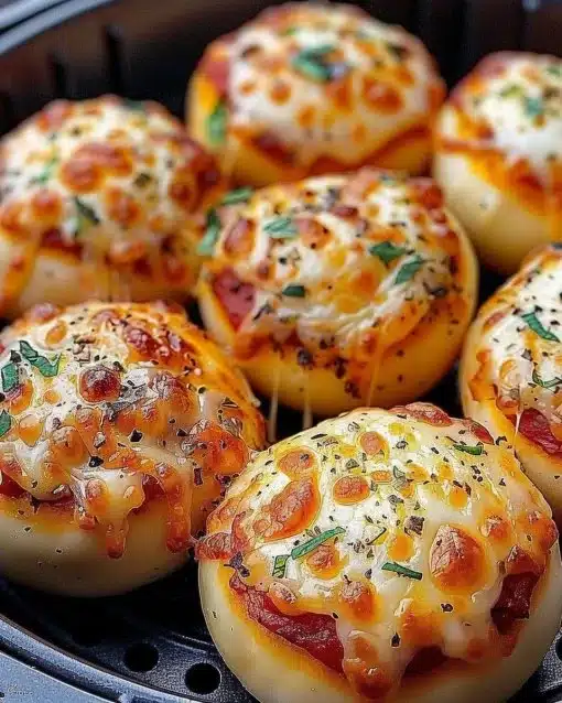 Delicious easy Air Fryer Pizza Bombs, crispy and cheesy snacks.