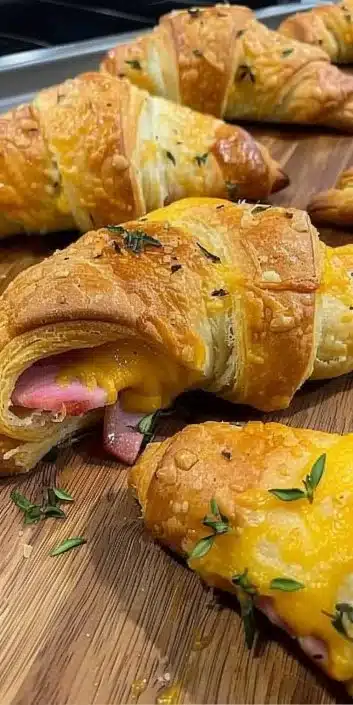 Delicious Ham & Cheese Crescent Rolls fresh out of the oven