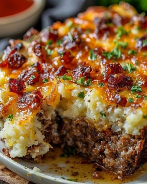 Meatloaf with Mashed Potatoes and Cheese Recipe