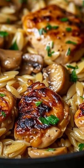Chicken Marsala with Orzo