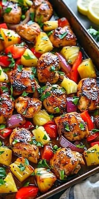 Pineapple Chicken Sheet Pan Dinner