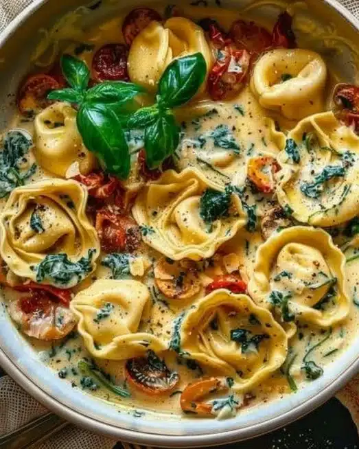 Delicious Marry Me Tortellini dish served with cheese and herbs