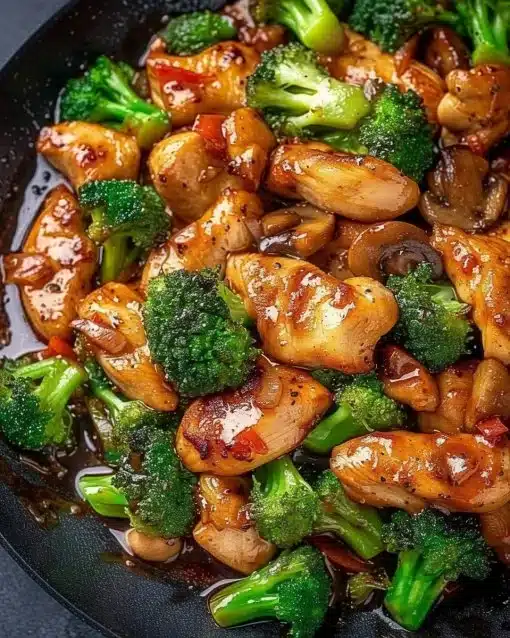 One-pan chicken stir-fry with colorful vegetables and a savory sauce