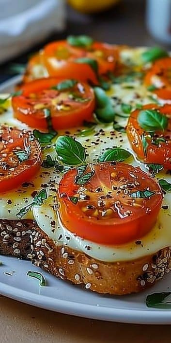 Tomato Basil Mozzarella Toast