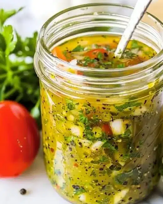 A vibrant bowl of pasta salad dressed with homemade vinaigrette and fresh vegetables.