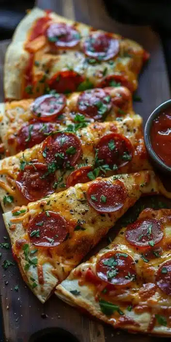Delicious pepperoni pizzadillas filled with cheese and pepperoni
