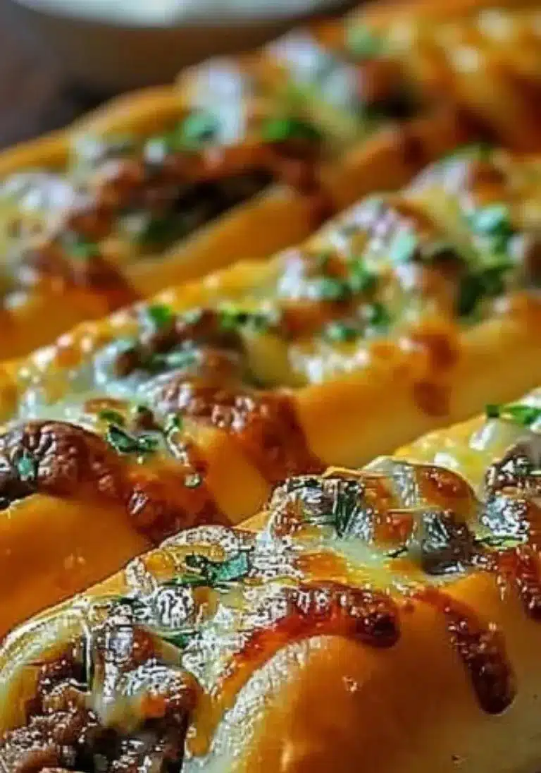 Philly cheesesteak stuffed cheesy breadsticks on a plate