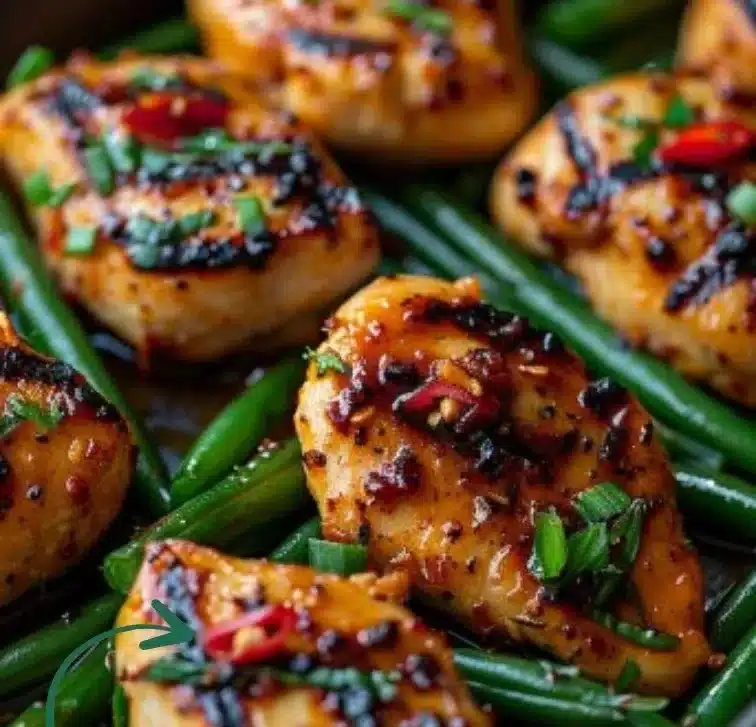 Quick chicken breast and green beans dish for a healthy meal.