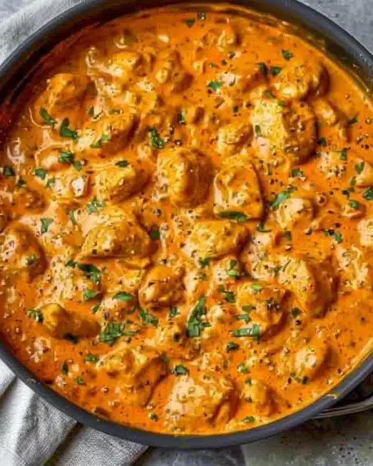 Delicious quick and easy homemade butter chicken served in a bowl