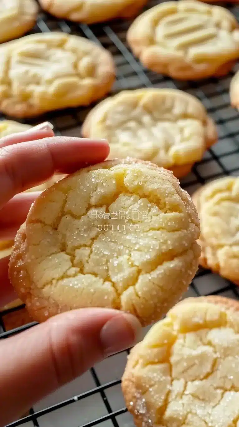 Soft and chewy lemon cookies on a cooling rack, ready to enjoy.