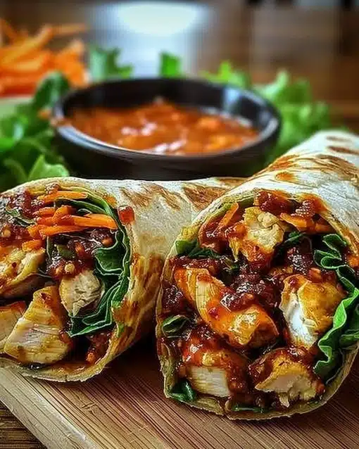 Delicious Sweet Chili Chicken Wraps ready for a flavor-packed lunch.
