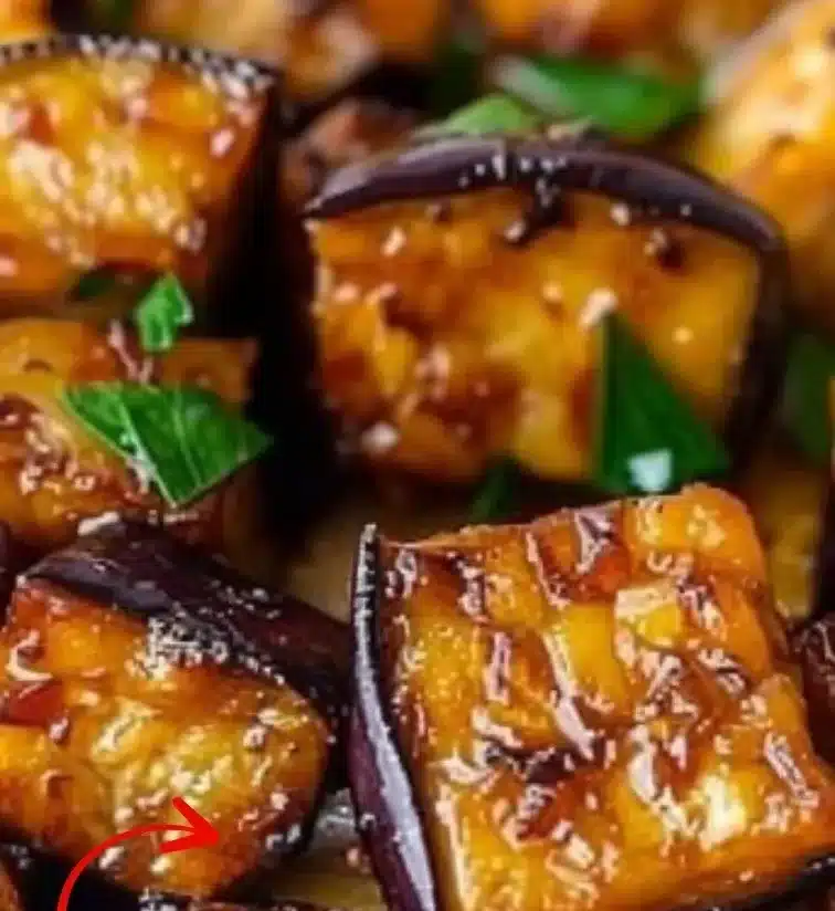 Crispy air fryer eggplant slices ready to serve