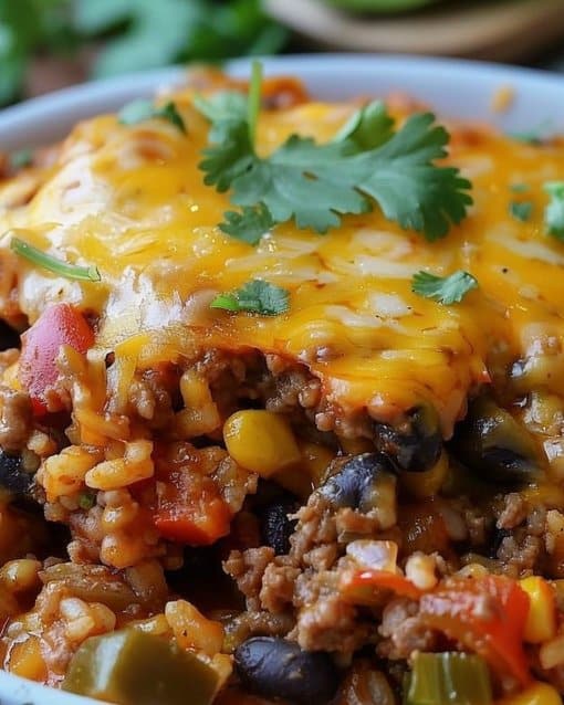 Beef Enchilada Casserole with Rice
