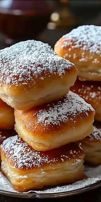 Delicious Vanilla French Beignets dusted with powdered sugar