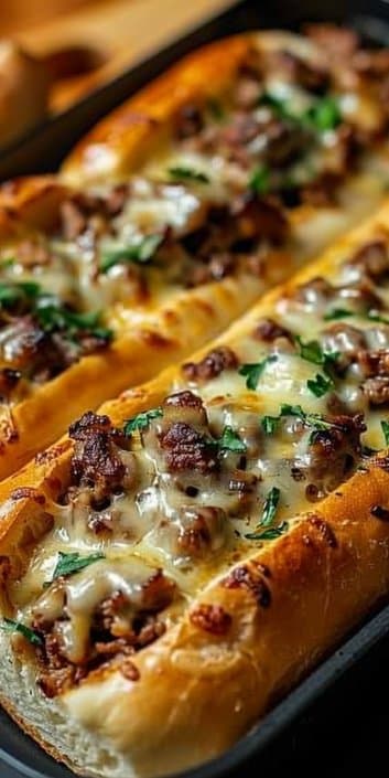 Philly Cheesesteak Garlic Bread