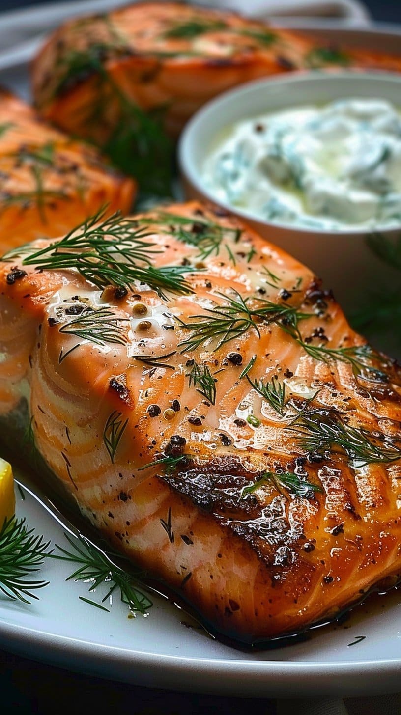 Baked Salmon with Dill Yogurt Sauce: 5 Star Flavor Bliss