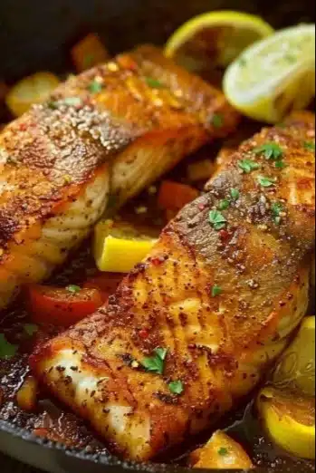 Cajun Fish Skillet with vibrant spices and fresh ingredients