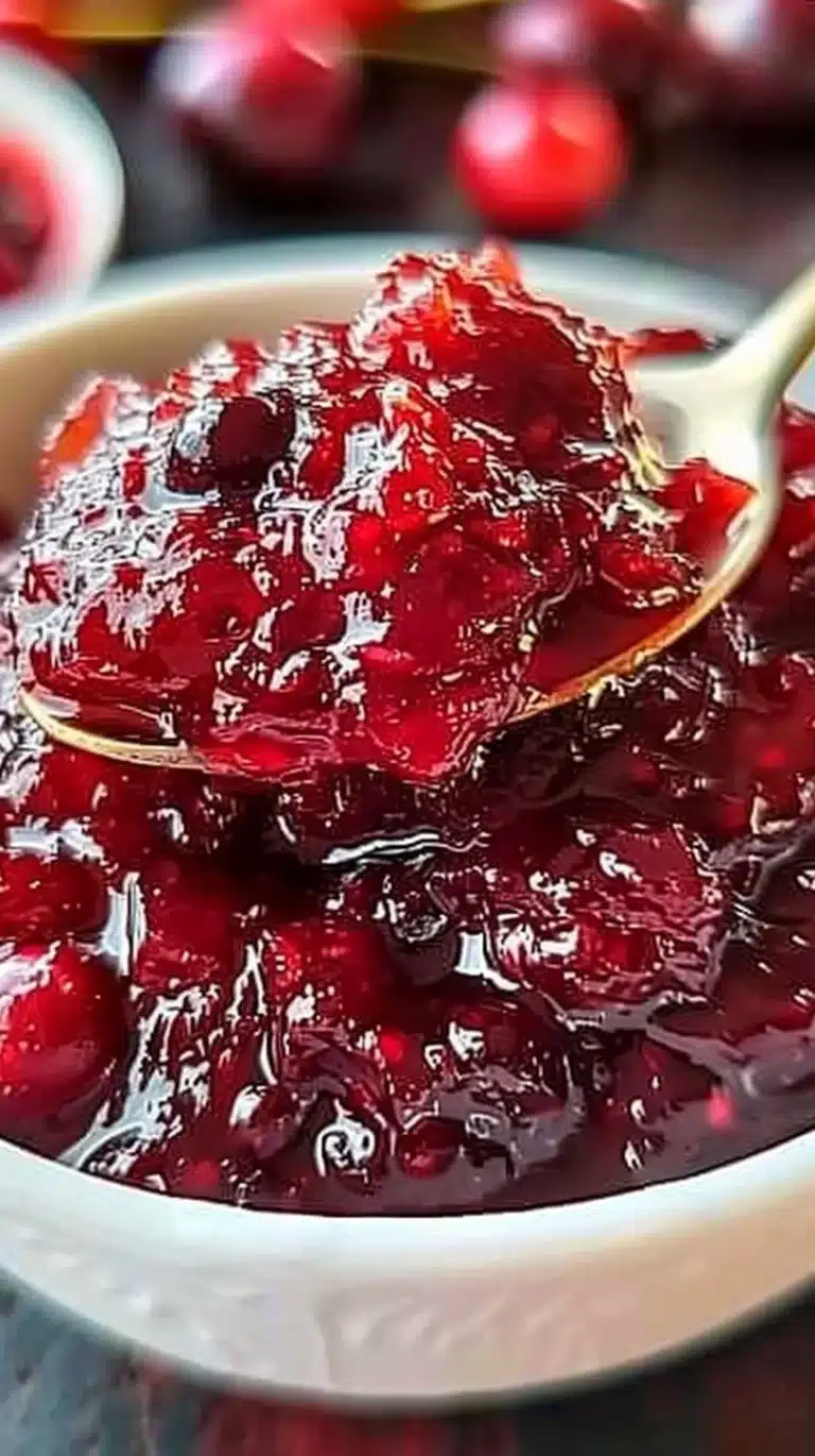 Delicious homemade cranberry sauce served in a festive bowl for the holidays.