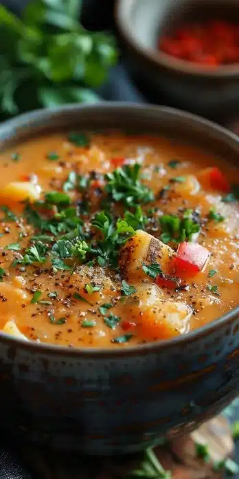 Bowl of creamy Cajun potato soup topped with green onions