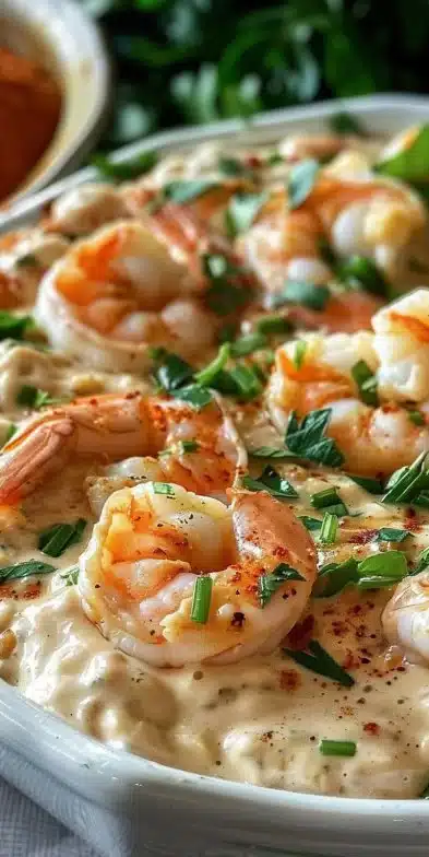 Delicious creamy Cajun shrimp dip with flavorful ingredients