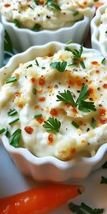 Creamy Garlic Parmesan Dip served in small cups for easy dipping