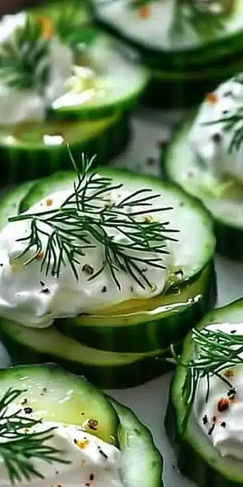 Cucumber cream cheese bites served on a platter as a tasty appetizer