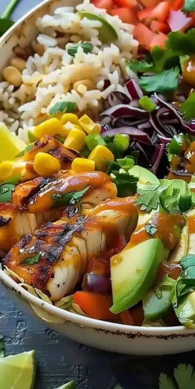 A colorful assortment of fish taco bowls filled with fresh ingredients and toppings.