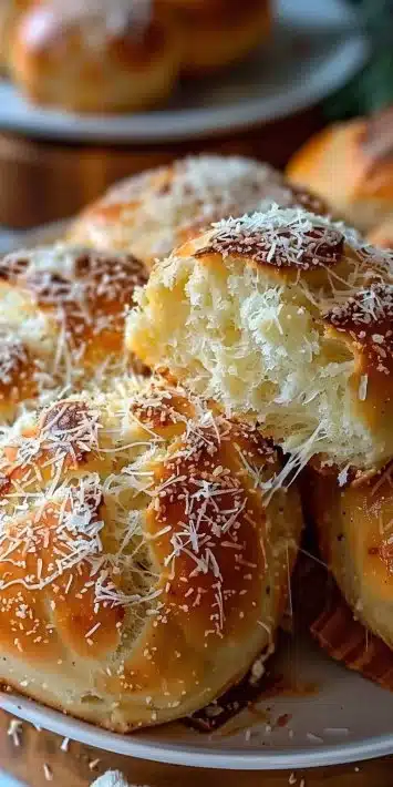 Freshly baked Garlic Parmesan Snowflake Bread with herbs and cheese topping