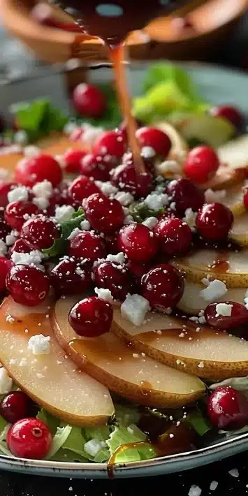 Delicious Holiday Pear Cranberry Salad with fresh ingredients and festive colors