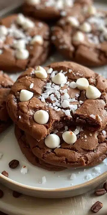 Freshly baked hot cocoa cookies on a cooling rack