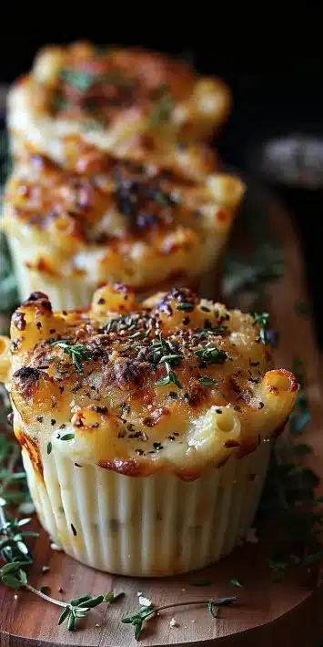Irresistible Four-Cheese Macaroni Cups in a baking tray