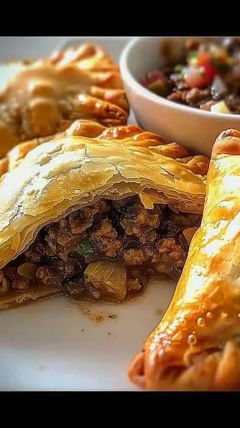 Delicious mini beef empanadas fresh out of the oven, ready to be served.