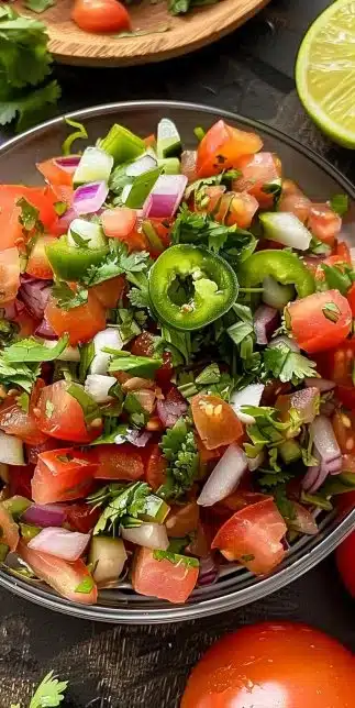 Fresh Pico de Gallo salsa with tomatoes, onions, and cilantro in a bowl