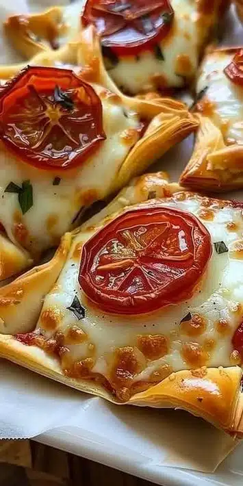 Puff pastry pizza stars baked and served on a plate