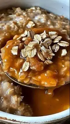 Bowl of Pumpkin Spice Steel Cut Oats topped with spices and nuts