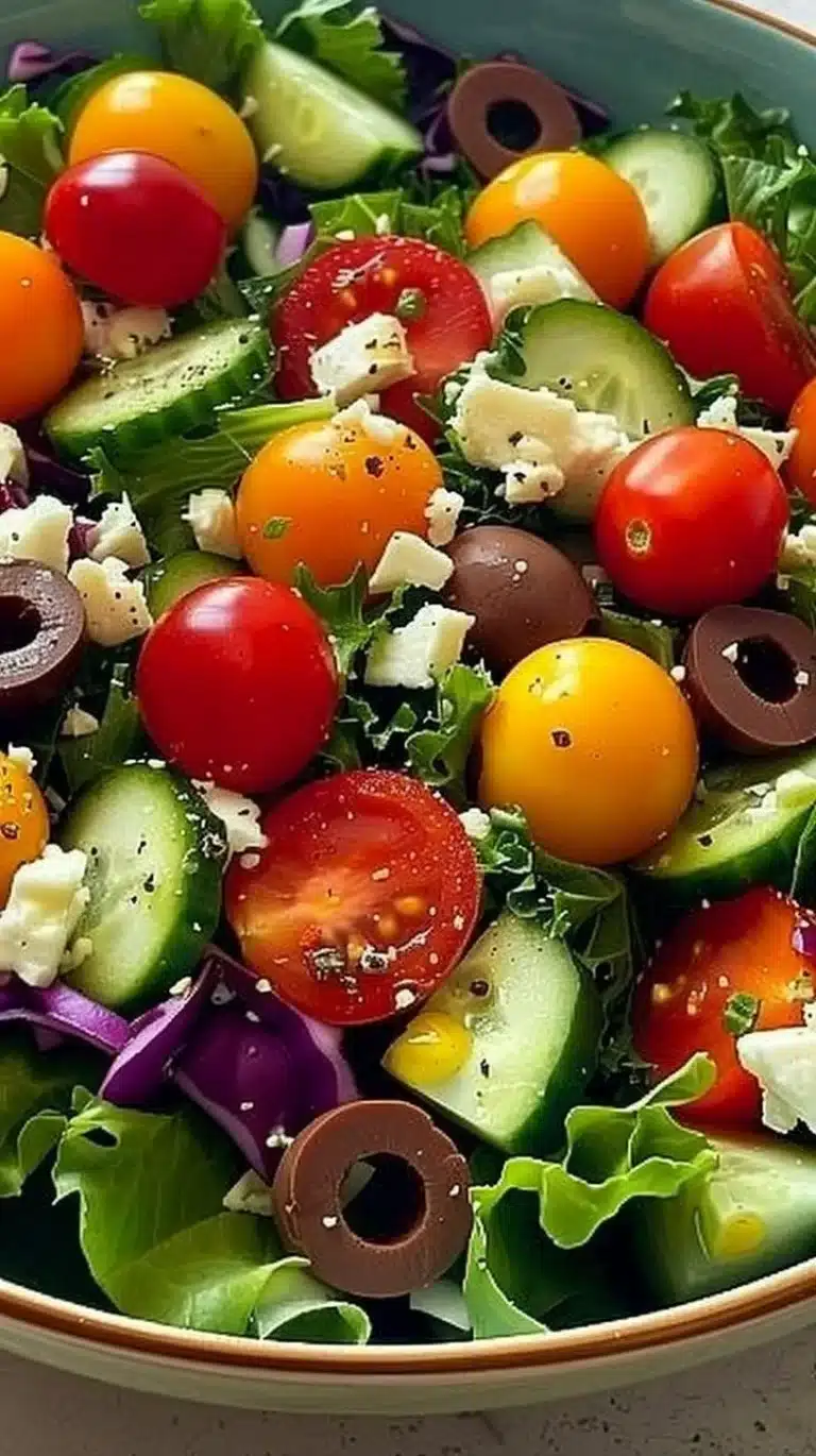 Rainbow Veggie Crunch Salad with colorful vegetables and vibrant dressing
