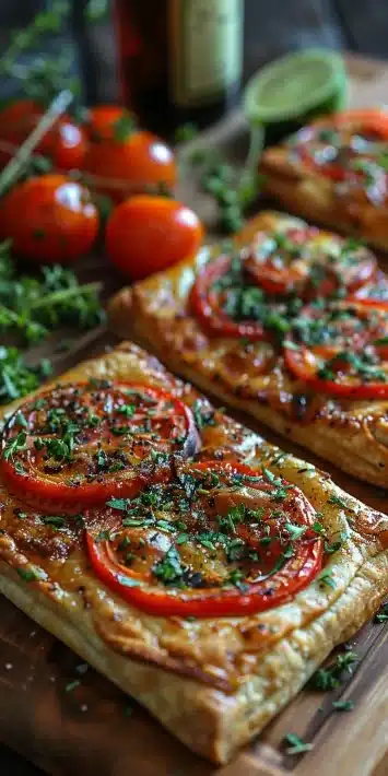 Delicious roasted veggie tart squares, perfect for a healthy appetizer or snack.