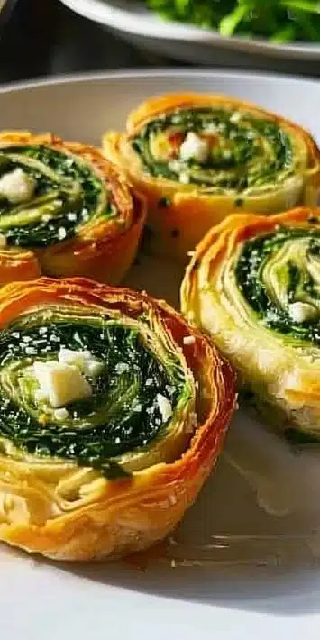 Delicious spinach feta pinwheels on a festive holiday platter